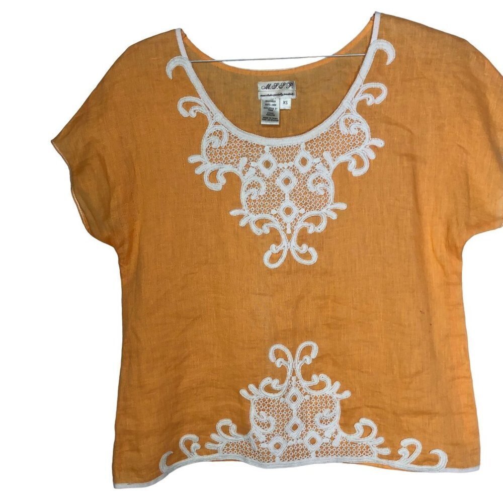 MSSP 100% LINEN ORANGE TOP SIZE‎ XSMALL